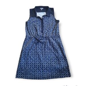 Talbots Geometric Print Cinched Waist Tennis Dress